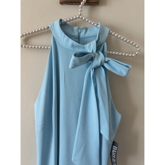 NWT NY&Company Womens Size M Blue Sleeveless Shift Dress Tie Neckline - Picture 2 of 4